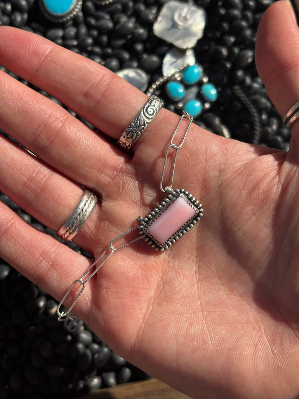 Pink Conch Bar Necklace