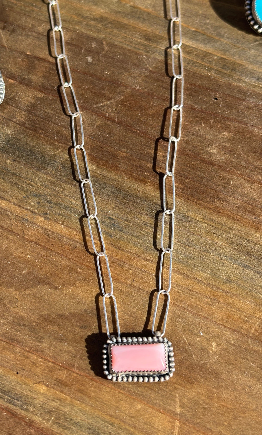 Pink Conch Bar Necklace